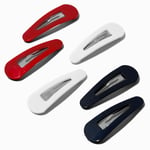 Claire's Barrettes clic clac rouges, blanches et bleues - Lot de 6