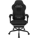 Woltu - Chaise Gaming, Fauteuil Gaming, avec Coussin à Ressorts Ensachés, Chaise Ergonomique, Appui-tête, Support Lombaire, Repose-Pieds, Tissu