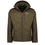 Geographical Norway Taboo Men - Veste Homme Softshell Capuche Impermeable - Manteau Polaire Blouson Coupe Vent Resistant Travail - Vetement Randonnee Ski Automne Hiver Printemps (Kaki L)