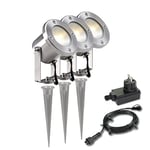 Garden Lights GL4121603 Spot catalpa 12 V-3 Pcs en Acier Inoxydable 8 x 6,2 x 10,5 cm