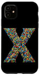 Coque pour iPhone 11 Lettre initiale du nom de l'alphabet X dans le style mosaïque