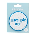 Blue Birthday Boy Badge with Pin - 8cm Party Accessory for Special Celebrations