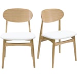 Miliboo - Chaises design blanc et bois clair chêne massif (lot de 2) vicky