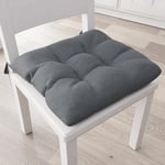 PETTI Artigiani Italiani - Coussins pour Chaise de Cuisine, Ensemble de 6 Coussins pour chaises de Cuisine, Housses de Chaise de Cuisine en Coton avec Lacets, Gris foncé, 100% fabriqué en Italie