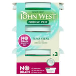 John West No Drain Fridge Pot Tuna Steak with a Little Spring Water, Natural high in Protein, 3 Count (Pack of 1), (Packaging May Vary)