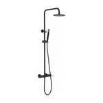 Ensemble barre de douche extensible - Colonne de douche monocommande avec douchette, poignée de douche, pomme de douche noir mat