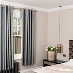 Curtains Faux Silk, Thermal Insulated, 3 Pass 100% Blackout Eyelet Curtains (Silver Blue, 66 x 90 inch 168 x 228 cm)