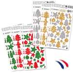 CLEOPATRE – Lot de 12 Planches de Gommettes Autocollantes de Noël Brillantes – 344 stickers – 4 couleurs Or, Argent, Vert, Rouge – Loisirs Créatifs Noël Enfants