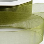 Italian Options Rouleau de ruban en mousseline de soie Vert mousse 7 mm x 50 m