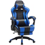 Fauteuil gamer, Chaise gaming, Siège de bureau ergonomique, repose-pieds télescopique, dossier réglable de 90° à 135°, accoudoirs synchronisés,