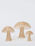 John Lewis Rattan Micro LED Mushrooms, Set of 3