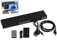 KALEA-INFORMATIQUE KVM switch automatique pour 16 PC avec liaison écran HDMI 4K et clavier souris sur port USB. Avec télécommande, cordons, alimentation et équerres pour rack