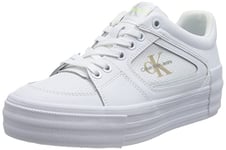 Calvin Klein Jeans Baskets Femme Vulcanisées Vulc Flatform Bold Fluo Contr Plateau, Blanc (White/Safety Yellow), 38