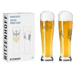 Ritzenhoff 3481009 Lot de 2 verres à bière de blé 500 ml – Série « Brauchzeit » - Motif viking - Doré - Fabriqué en Allemagne