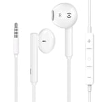 In-Ear Headphones, 3.5mm Headphones, Noise-Canceling In-Ear Headphones with 3.5mm Headphone Plug Mic and Provide Volume Control, Compatible with iPhone, iPad, Android, PC-White