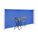 Relaxdays Store latérale extérieur rétractable Brise Vue Jardin terrasse 180 x 300 cm Protection UV, Bleu