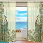 ALAZA Sheer Voile Curtains, Pretty Peacock Polyester Fabric Window Net Curtain for Bedroom Living Room Home Decoration, 2 Panels, 84 x 55 inch