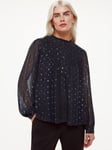 Whistles Petite Mia Metallic Dobby Top, Navy/Multi