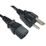 2m Us Usa 3 Pin Plug To C13 Mains Power Cable Kettle Lead