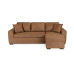 Canape dangle convertible reversible - Tissu Marron vintage - L 244 x P 151 x H 90 - HAMILTON - Fabrique en Ukraine