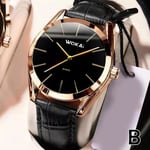 Wokai Herrar Business Lyx Bälte Klocka Sport Analog Kvarts Klocka Golden Black