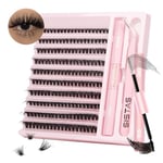 DIY Lash Extension Kit，200pcs Lash Clusters Individual Lashes Eyelash Extension Kit D Curl Volume Cluster Eyelashes with Lash Bond and Seal and Lash Tweezers，Application at Home Lash Extension Kit(50D