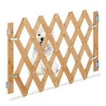 Relaxdays Barrière de sécurité pour Chiens, jusqu'à 108,5 cm, 47,5-60 cm de Haut, Bambou, escaliers & Porte, Nature