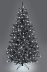 SHATCHI 10ft/3m Pre-Lit Artificial Christmas Tree Alaskan Pine Black 1800 Tips-420 Cool White LEDs Metal Stand Xmas Home Decorations, 300cm