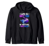 Virtual Reality Athlete Funny VR Gamer Console Headset Zip Hoodie