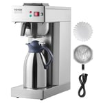 VEVOR Cafetière Filtre Commerciale Capacité 12 Tasses, Machine à Café Filtre Électrique, avec Carafe Thermique pour Garder au Chaud ou au Froid, en Acier Inoxydable pour Restaurant, Bureau, Café