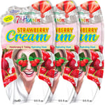 7TH HEAVEN Strawberry Cream Moisturising Mask for Glowing Skin 15ml *PACK OF 3*