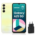 Samsung Galaxy A25, Smartphone Android 5G, 256 Go, Chargeur secteur rapide 25W inclus [Exclusivité Amazon], Smartphone déverrouillé, Lime, Version FR