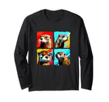 Otter Pop Art Colorful Drawing Painting Long Sleeve T-Shirt