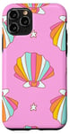 iPhone 11 Pro Cute Seashells Ocean Bright Rainbow on Pink Case