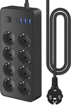 Multiprise Electrique, Multiprise Avec Interrupteur, Multiprise 8 Prises, Multiprise Parafoudre Avec 1 Port Usb C,3 Port Usb A (5V 2A), Multiprise Usb Avec 1,8M Cordon Pour Maison [MUL211228]