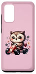 Galaxy S20 Adorable Owl Riding Go-Kart Cute On Pink Case