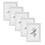 WOLTU Lot de 5 Cadre Photo 30x45 cm Cadre en Bois Massif avec Passe Partout, Suspendre Horizontalement ou Verticalement, Décoration Murale ou sur Table, Blanc