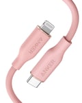 Anker PowerLine III Flow, USB C to Lightning Cable for iPhone 13 13 Pro 12 11 X XS XR 8 Plus [MFi Certified, 3ft, Coral Pink] Supports Power Delivery, Silicone Cable (Charger Not Included)