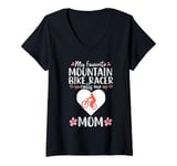 Womens My Favorite Mountain Bike Racer Mom Mother's Day Cute Heart V-Neck T-Shirt