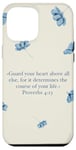 iPhone 12 Pro Max Blue Floral Coquette Christian Bible Motivation On Beige Case