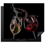 KitchenYeah© Protection Plaque Induction 60x52 cm Protege Deco Cuisine Cache Protège De Cuisson Accessoires Vin rouge - Vin blanc - Verre - Noir