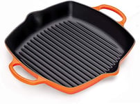 Le Creuset Signature Enamelled Cast Iron Square Griddle Pan with 2 Handles 30cm Volcanic, 20200300900422