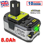 For Ryobi One+ Plus 18V 8.0Ah LITHIUM Battery P108 RB18l13 RB18l50 RB18L40 P105