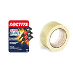 Loctite Super Glue-3 Power Gel Mini Dose, colle forte enrichie en caoutchouc, mini-dose de colle gel & OFITURIA Ruban d'emballage transparent pour emballer des boîtes en carton pour l'expédition