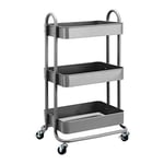 Amazon Basics Chariot de rangement à 3 niveaux pour la cuisine ou la buanderie avec roulettes - Gris anthracite