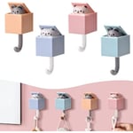 4-pack Kawaii katt-dörrkrok, pop-up söt katt praktisk krok, bil