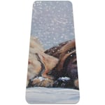 Yoga Mat - Two dogs lying in the snow - Extra Thick Non Slip Exercise & Fitness Mat for All Types of Yoga,Pilates & Floor Workouts