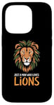 Coque pour iPhone 14 Pro Visage de lion drôle Meme Lions Citations Just A Man Who Loves Lions