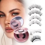 Magnetic Lashes 2 Pairs Reusable Magnetic Eyelashes with Applicator No Glue Magnetic Eye lashes Natural Look without Eyeliner Magnetic Lashes Kit(magnetic lashes-24P+KS01)