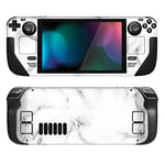 PlayVital Kit d'Autocollants de Protection pour Steam Deck OLED & LCD Console,Stickers Skin Vinyl pour Steam Deck LCD Console-Marbre Blanc sans Soudure